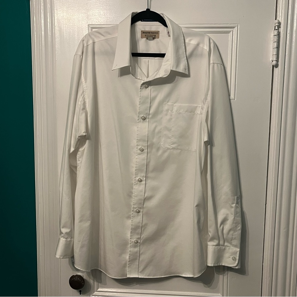 Duluth Men’s Magnaready Magnetic Front Button Down Long Sleeve White